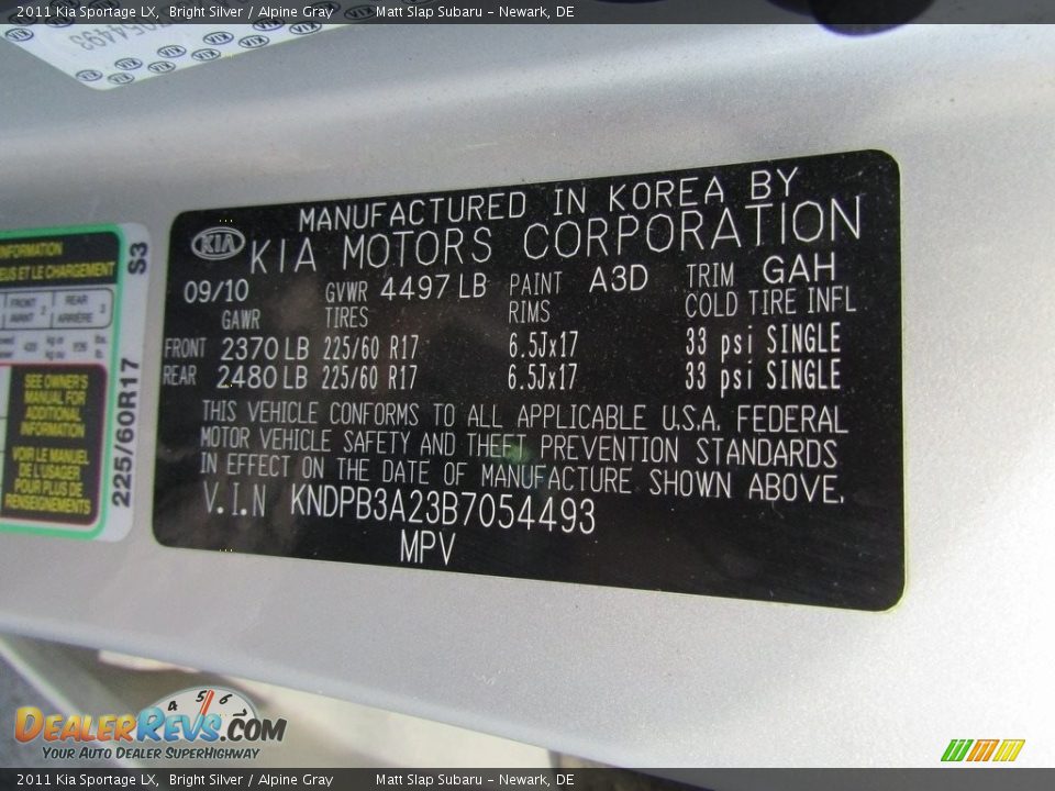 2011 Kia Sportage LX Bright Silver / Alpine Gray Photo #30