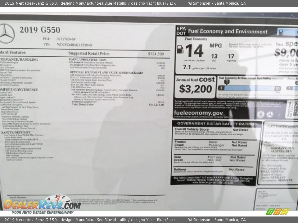 2019 Mercedes-Benz G 550 designo Manufaktur Sea Blue Metallic / designo Yacht Blue/Black Photo #10