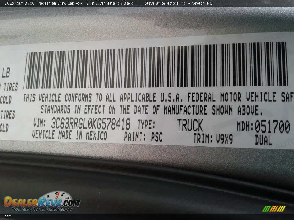 Ram Color Code PSC Billet Silver Metallic