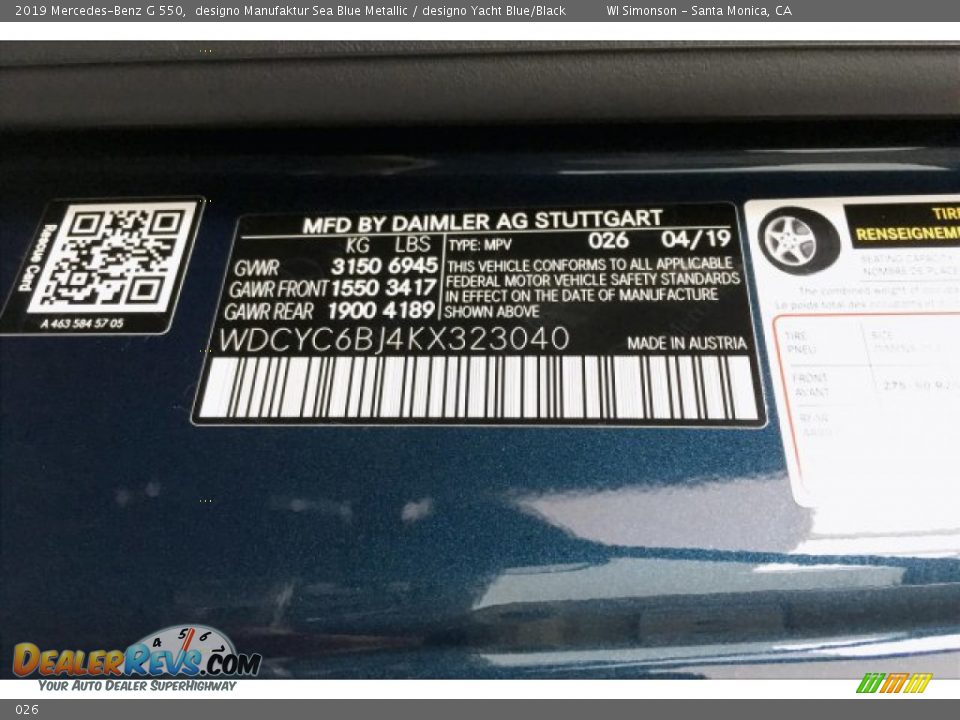 Mercedes-Benz Color Code 026 designo Manufaktur Sea Blue Metallic