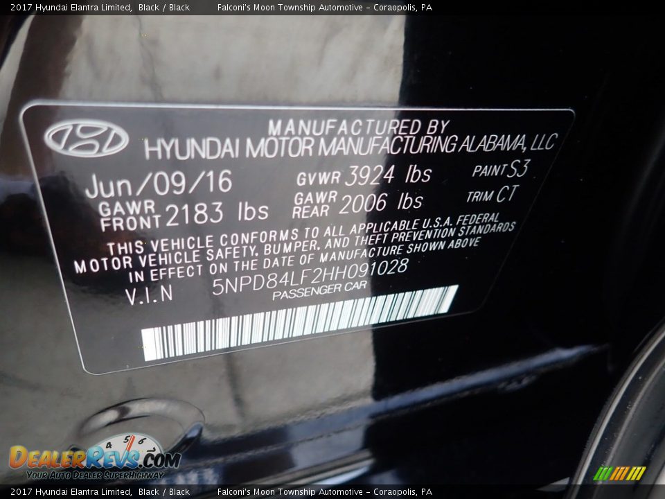 2017 Hyundai Elantra Limited Black / Black Photo #23