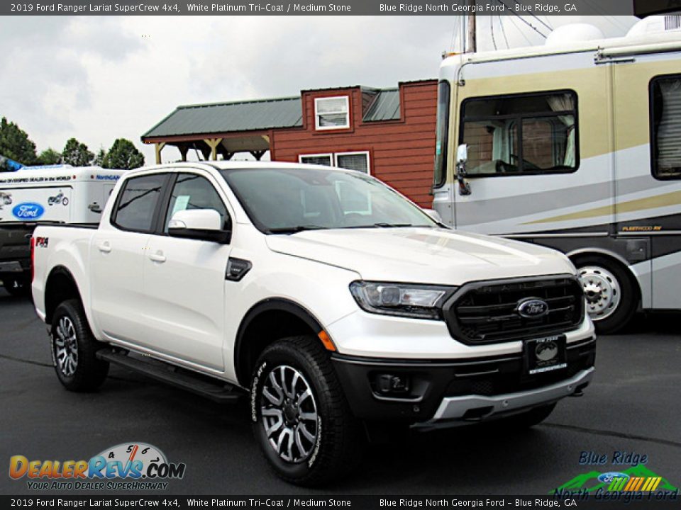 2019 Ford Ranger Lariat SuperCrew 4x4 White Platinum Tri-Coat / Medium Stone Photo #7
