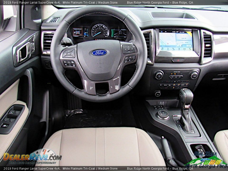 2019 Ford Ranger Lariat SuperCrew 4x4 White Platinum Tri-Coat / Medium Stone Photo #14