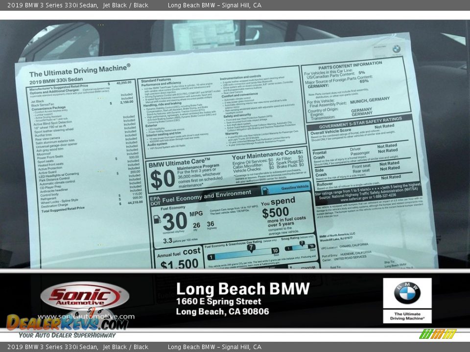 2019 BMW 3 Series 330i Sedan Jet Black / Black Photo #11