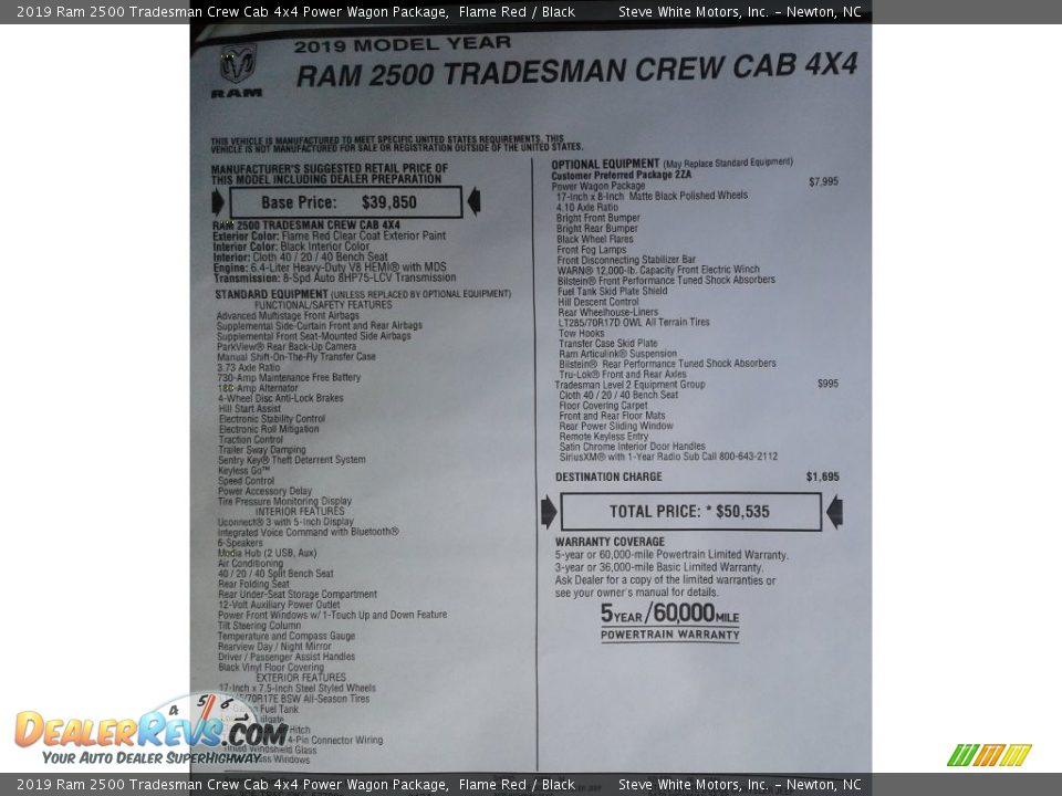 2019 Ram 2500 Tradesman Crew Cab 4x4 Power Wagon Package Window Sticker Photo #31