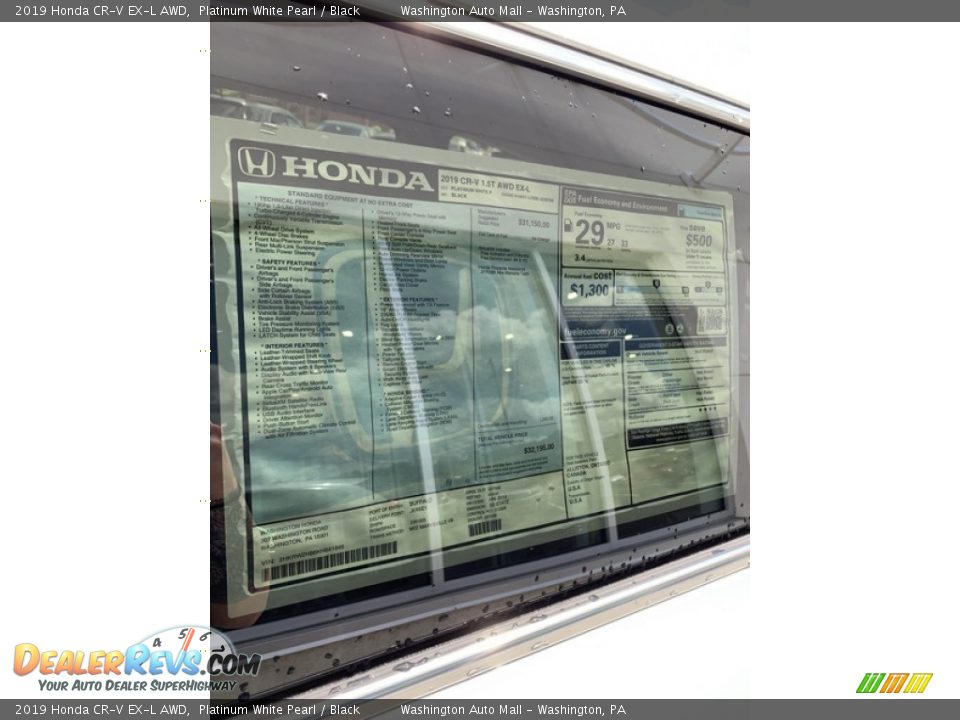 2019 Honda CR-V EX-L AWD Platinum White Pearl / Black Photo #15