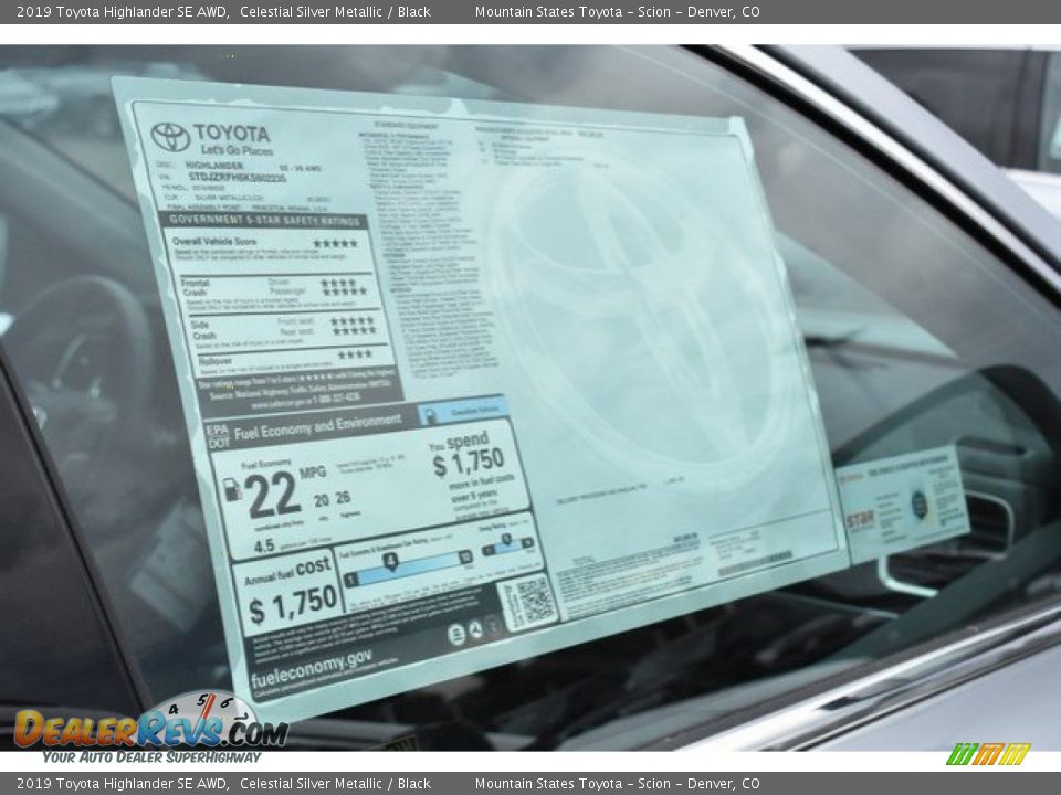 2019 Toyota Highlander SE AWD Celestial Silver Metallic / Black Photo #12