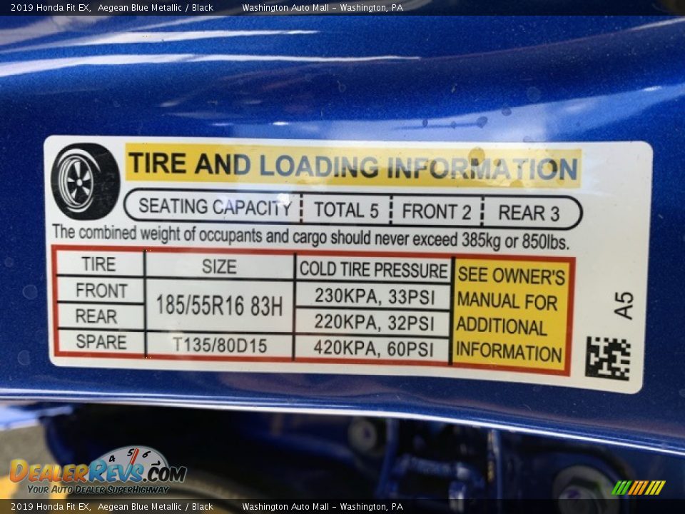 2019 Honda Fit EX Aegean Blue Metallic / Black Photo #8