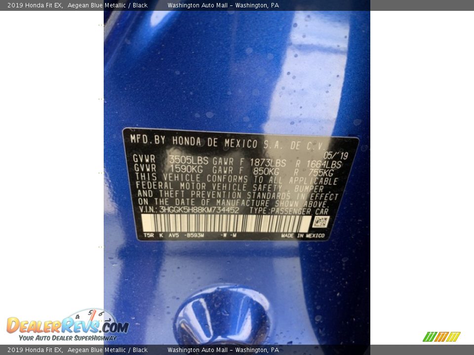 2019 Honda Fit EX Aegean Blue Metallic / Black Photo #9
