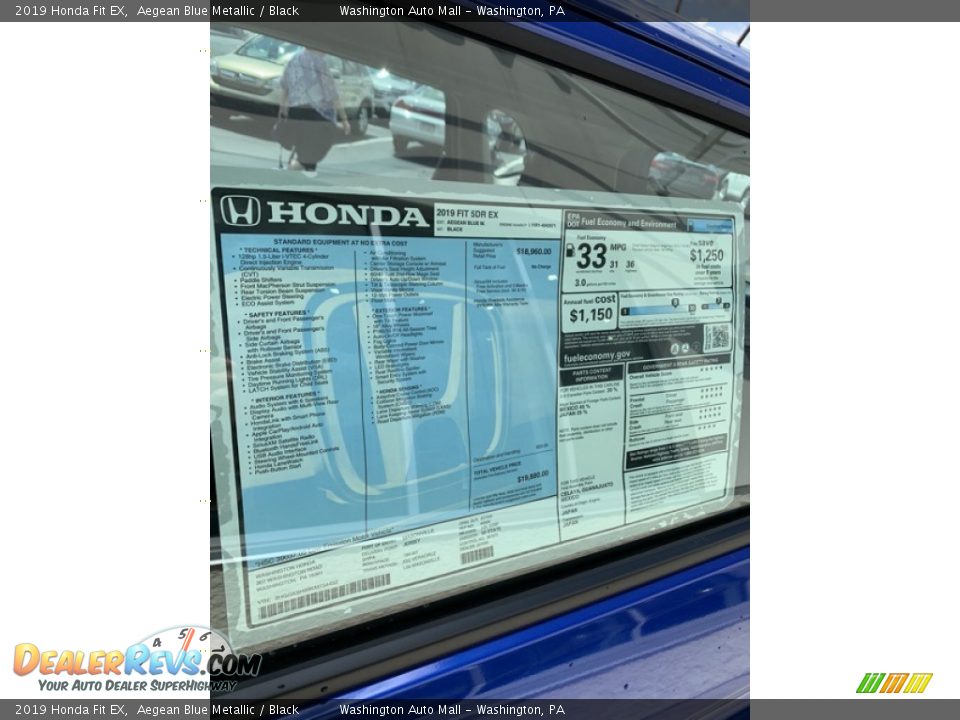 2019 Honda Fit EX Aegean Blue Metallic / Black Photo #15