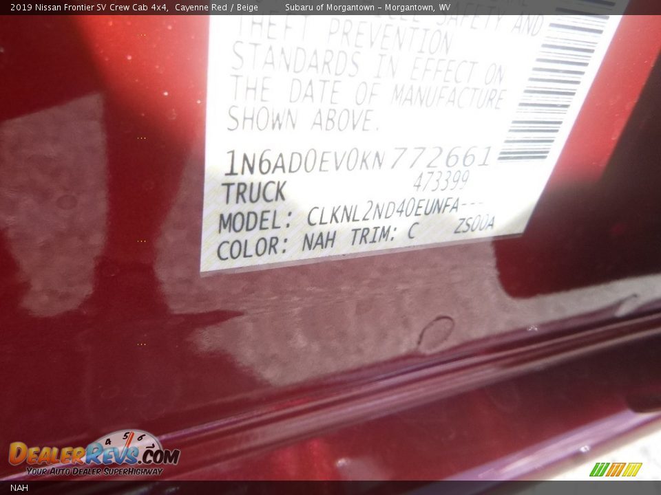 Nissan Color Code NAH Cayenne Red