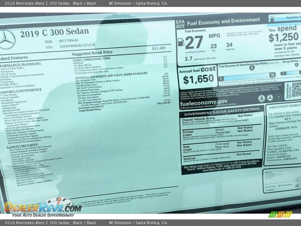 2019 Mercedes-Benz C 300 Sedan Black / Black Photo #10