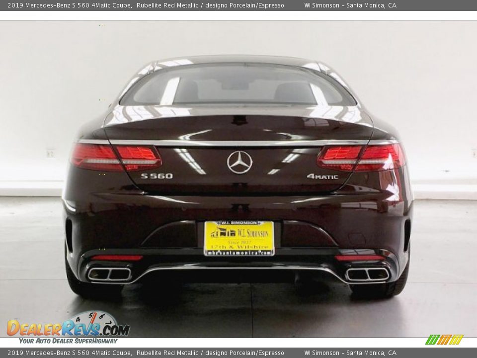 2019 Mercedes-Benz S 560 4Matic Coupe Rubellite Red Metallic / designo Porcelain/Espresso Photo #3