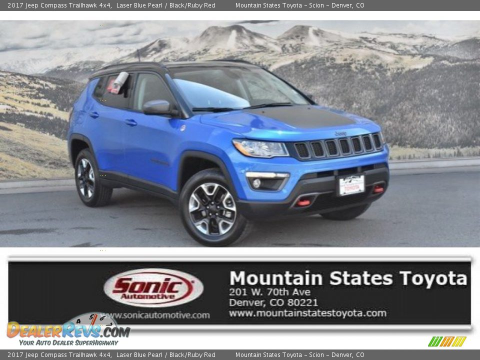 2017 Jeep Compass Trailhawk 4x4 Laser Blue Pearl / Black/Ruby Red Photo #1