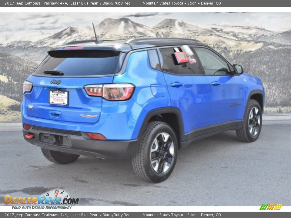 2017 Jeep Compass Trailhawk 4x4 Laser Blue Pearl / Black/Ruby Red Photo #3