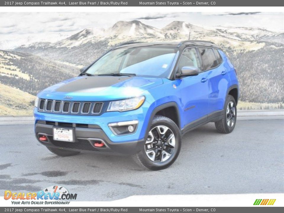 2017 Jeep Compass Trailhawk 4x4 Laser Blue Pearl / Black/Ruby Red Photo #5
