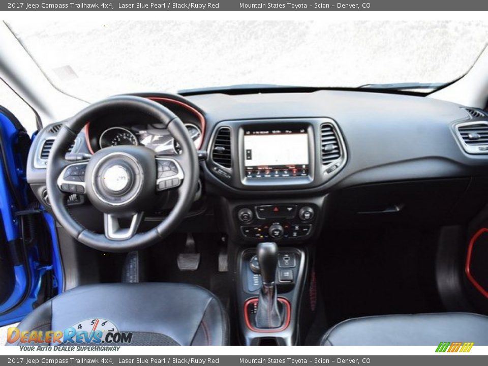 2017 Jeep Compass Trailhawk 4x4 Laser Blue Pearl / Black/Ruby Red Photo #13