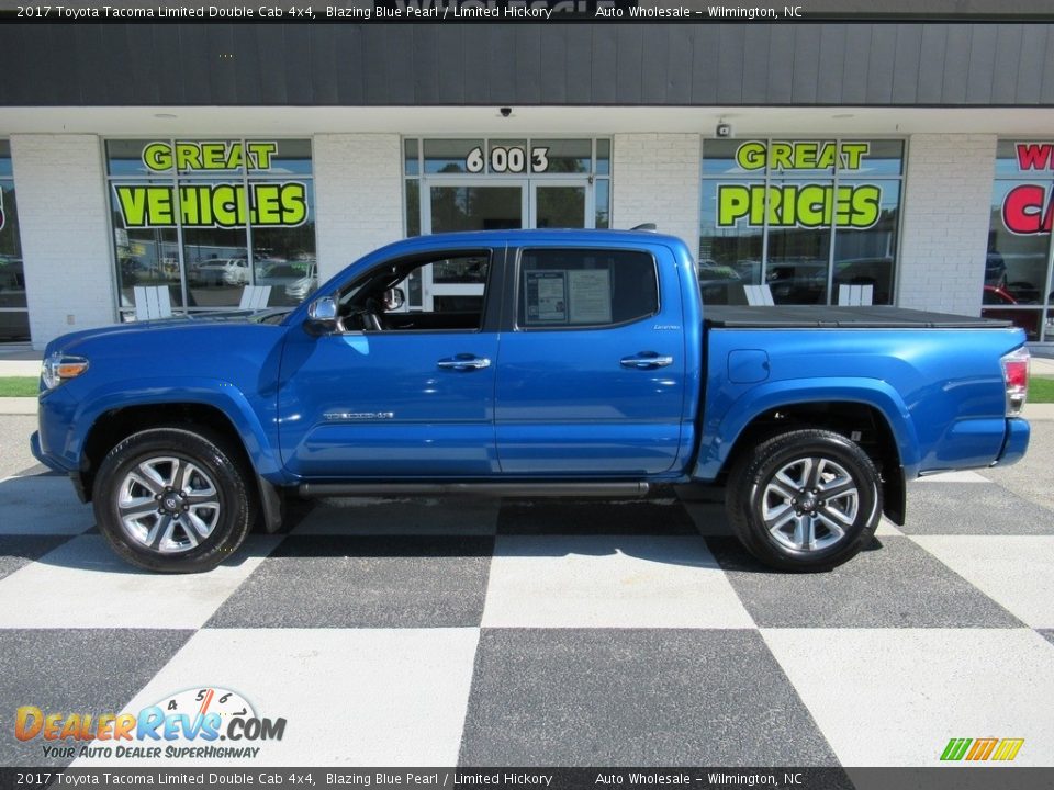 2017 Toyota Tacoma Limited Double Cab 4x4 Blazing Blue Pearl / Limited Hickory Photo #1