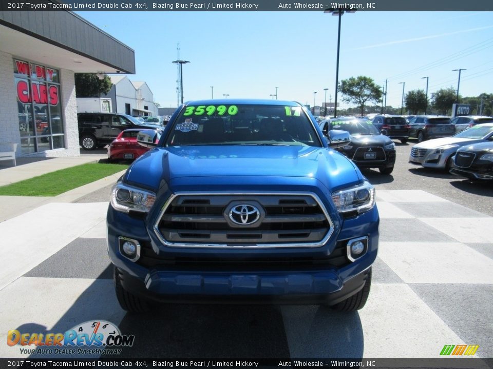2017 Toyota Tacoma Limited Double Cab 4x4 Blazing Blue Pearl / Limited Hickory Photo #2