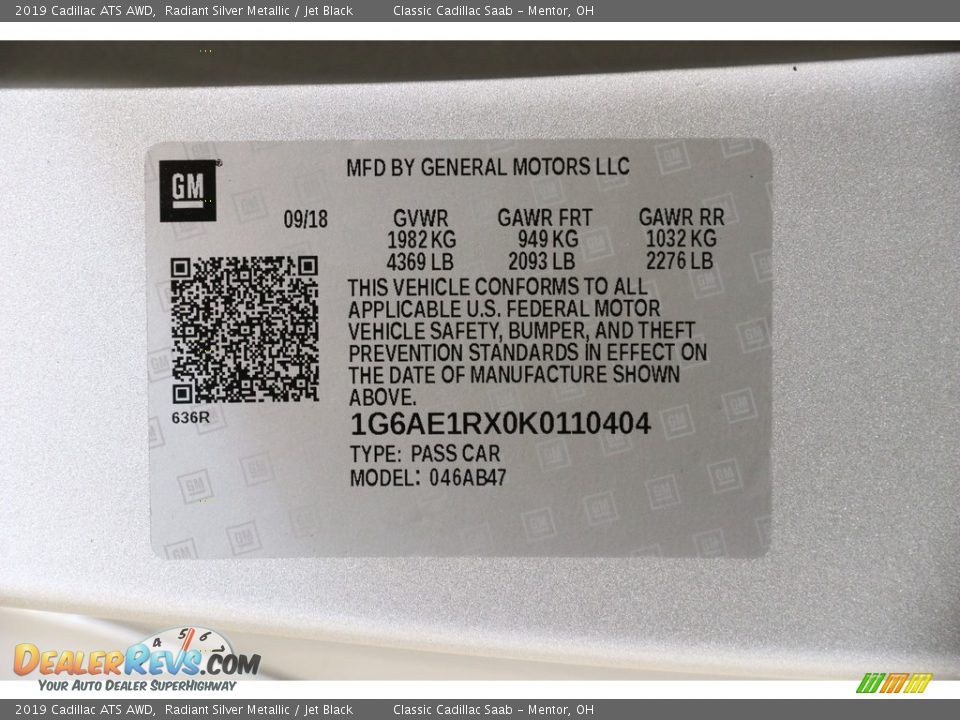 2019 Cadillac ATS AWD Radiant Silver Metallic / Jet Black Photo #22