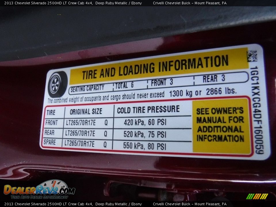 2013 Chevrolet Silverado 2500HD LT Crew Cab 4x4 Deep Ruby Metallic / Ebony Photo #33