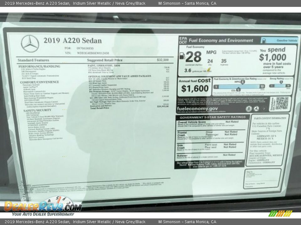 2019 Mercedes-Benz A 220 Sedan Iridium Silver Metallic / Neva Grey/Black Photo #10