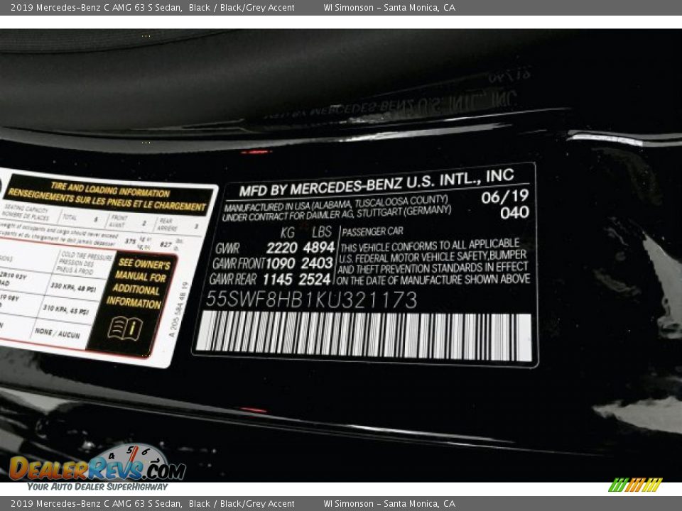 2019 Mercedes-Benz C AMG 63 S Sedan Black / Black/Grey Accent Photo #11