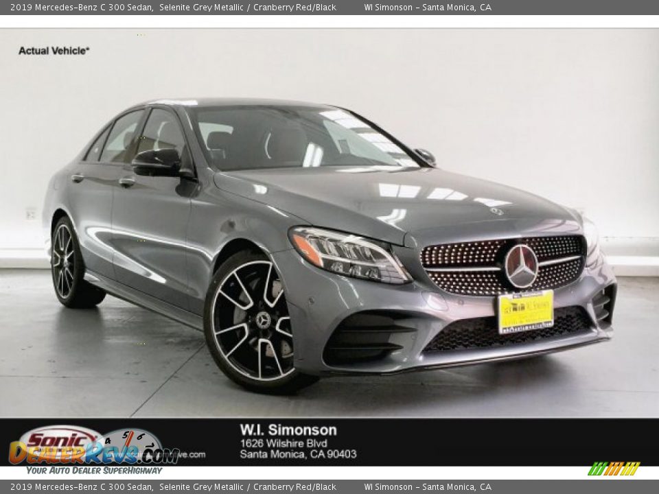 2019 Mercedes-Benz C 300 Sedan Selenite Grey Metallic / Cranberry Red/Black Photo #1