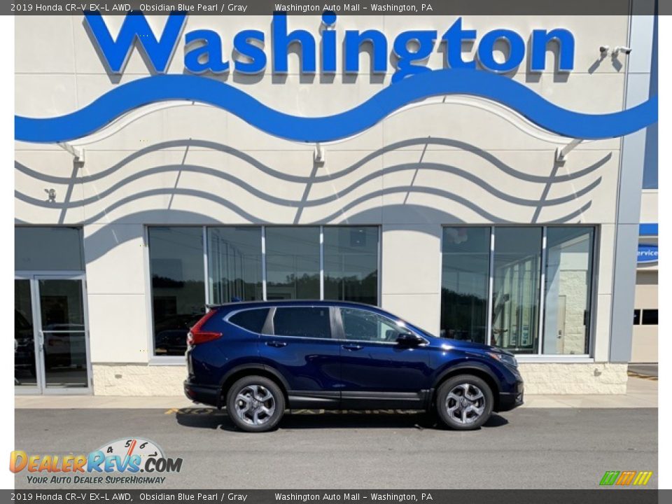 2019 Honda CR-V EX-L AWD Obsidian Blue Pearl / Gray Photo #1