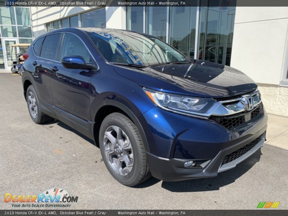 2019 Honda CR-V EX-L AWD Obsidian Blue Pearl / Gray Photo #2