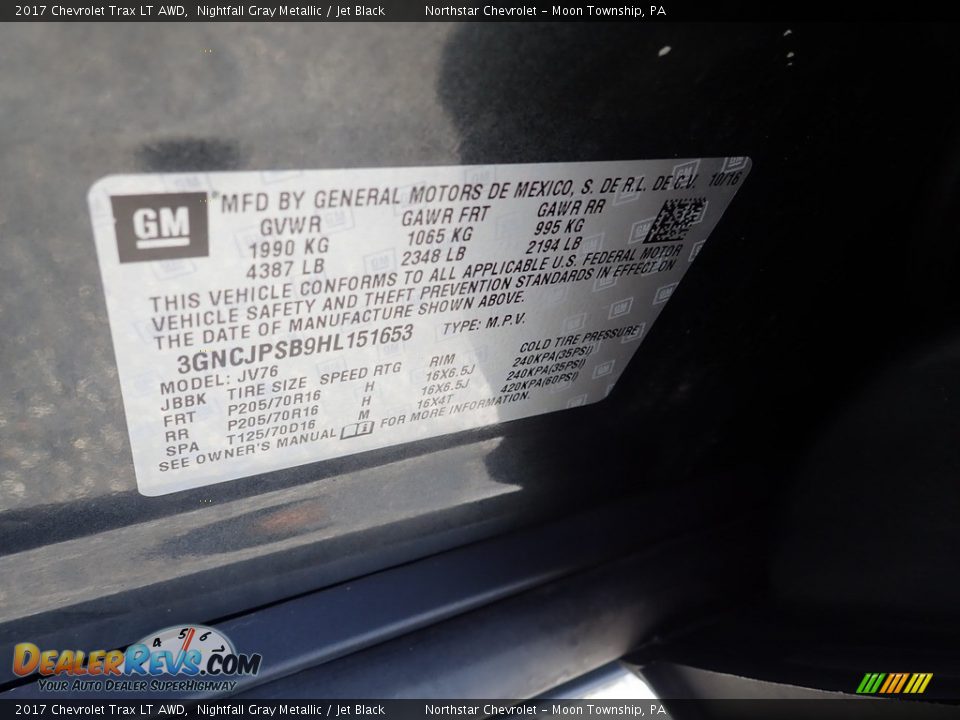 2017 Chevrolet Trax LT AWD Nightfall Gray Metallic / Jet Black Photo #29