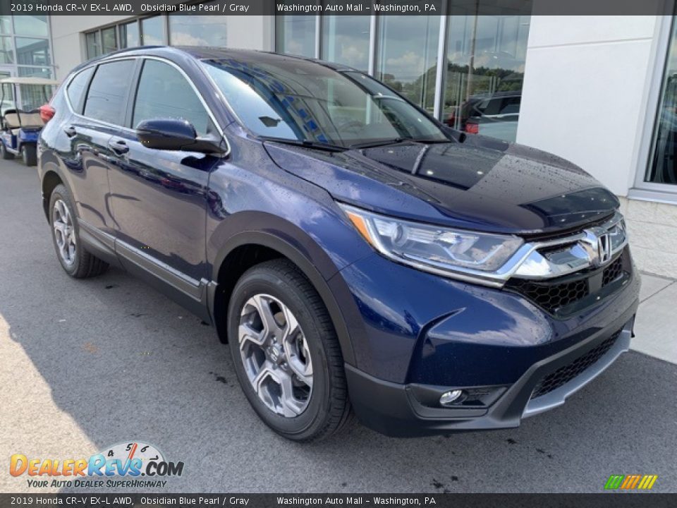 2019 Honda CR-V EX-L AWD Obsidian Blue Pearl / Gray Photo #2