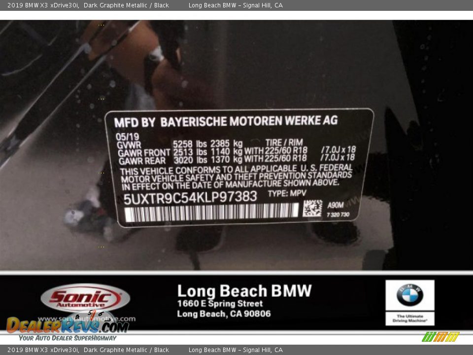 2019 BMW X3 xDrive30i Dark Graphite Metallic / Black Photo #11