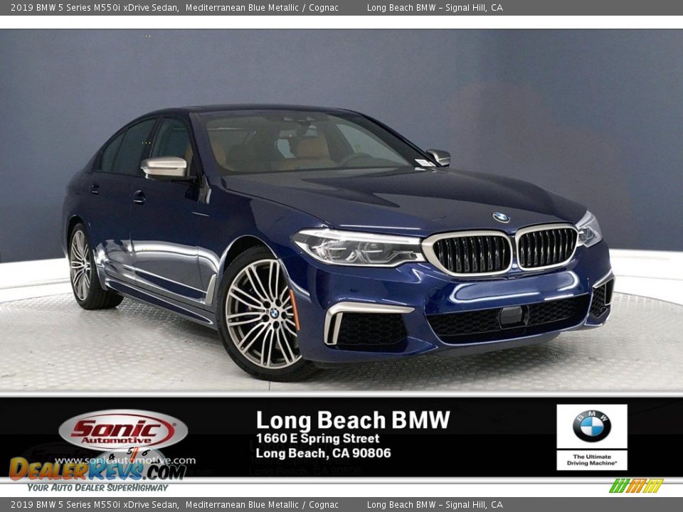 2019 BMW 5 Series M550i xDrive Sedan Mediterranean Blue Metallic / Cognac Photo #1
