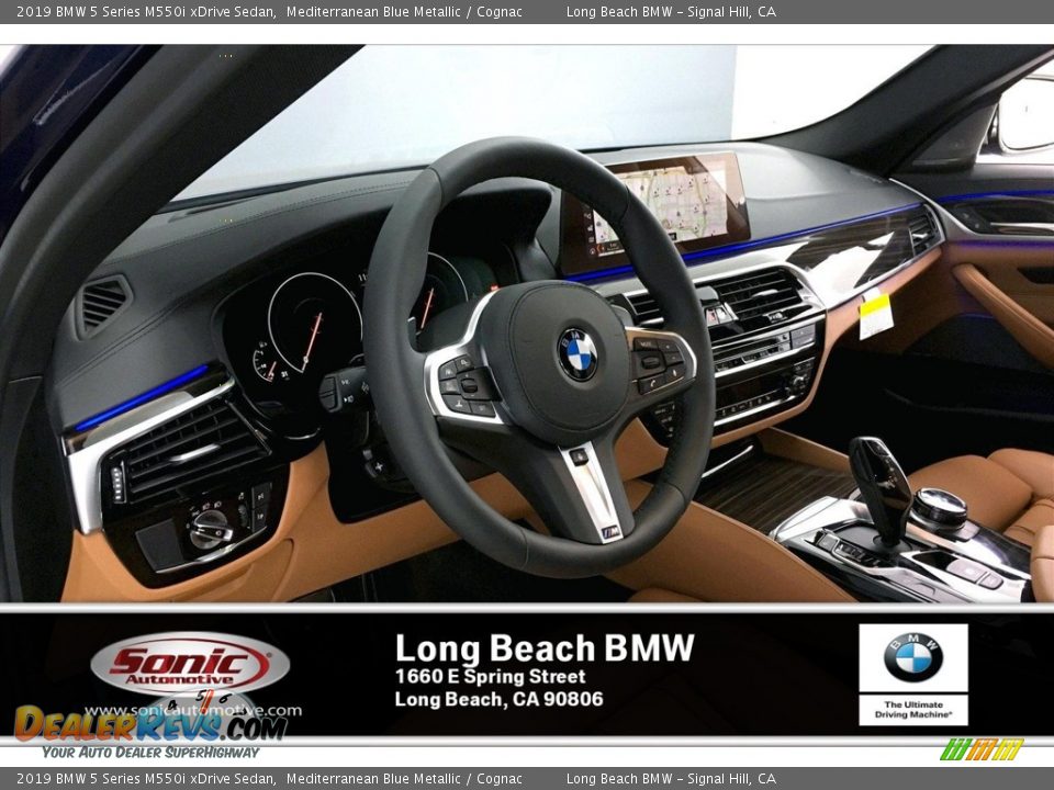 2019 BMW 5 Series M550i xDrive Sedan Mediterranean Blue Metallic / Cognac Photo #4