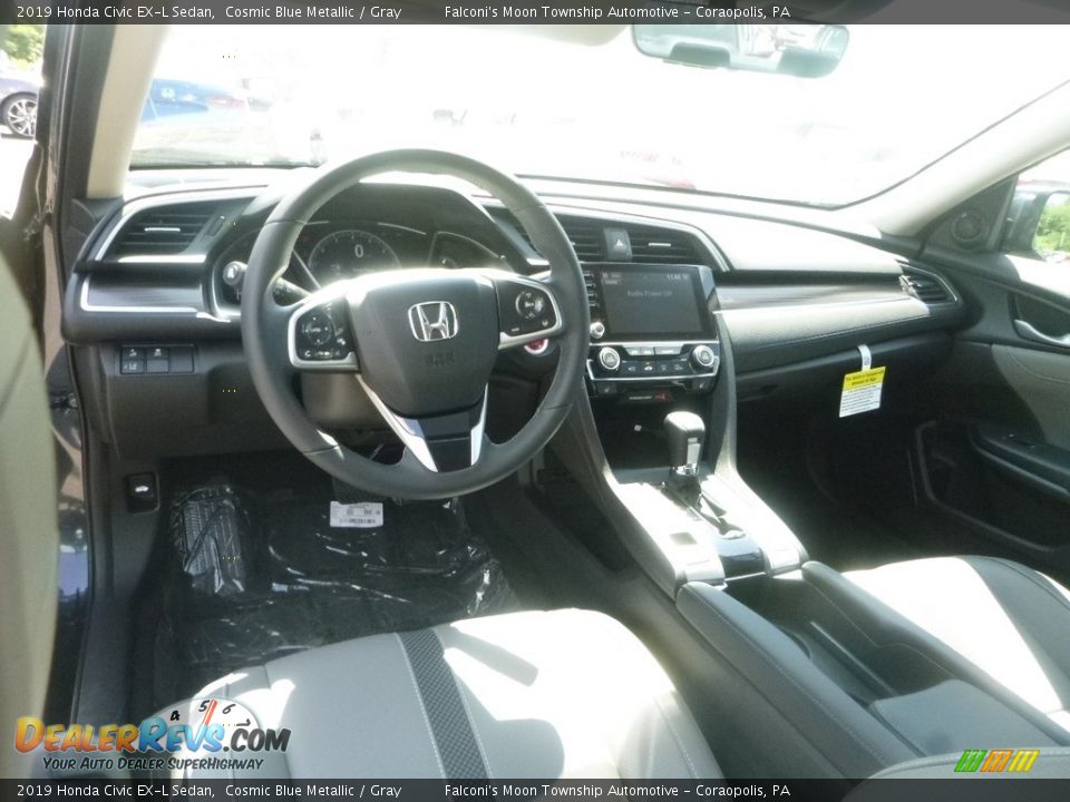 2019 Honda Civic EX-L Sedan Cosmic Blue Metallic / Gray Photo #10