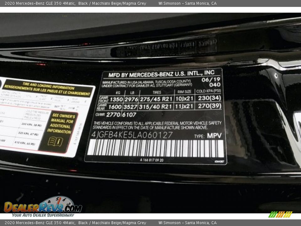 2020 Mercedes-Benz GLE 350 4Matic Black / Macchiato Beige/Magma Grey Photo #11