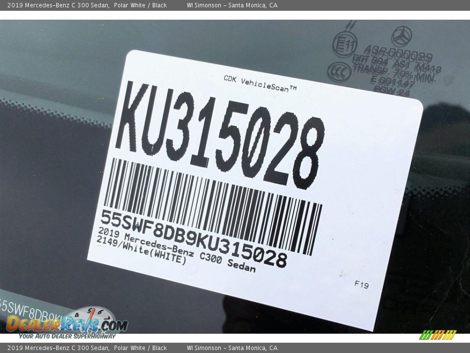 2019 Mercedes-Benz C 300 Sedan Polar White / Black Photo #12