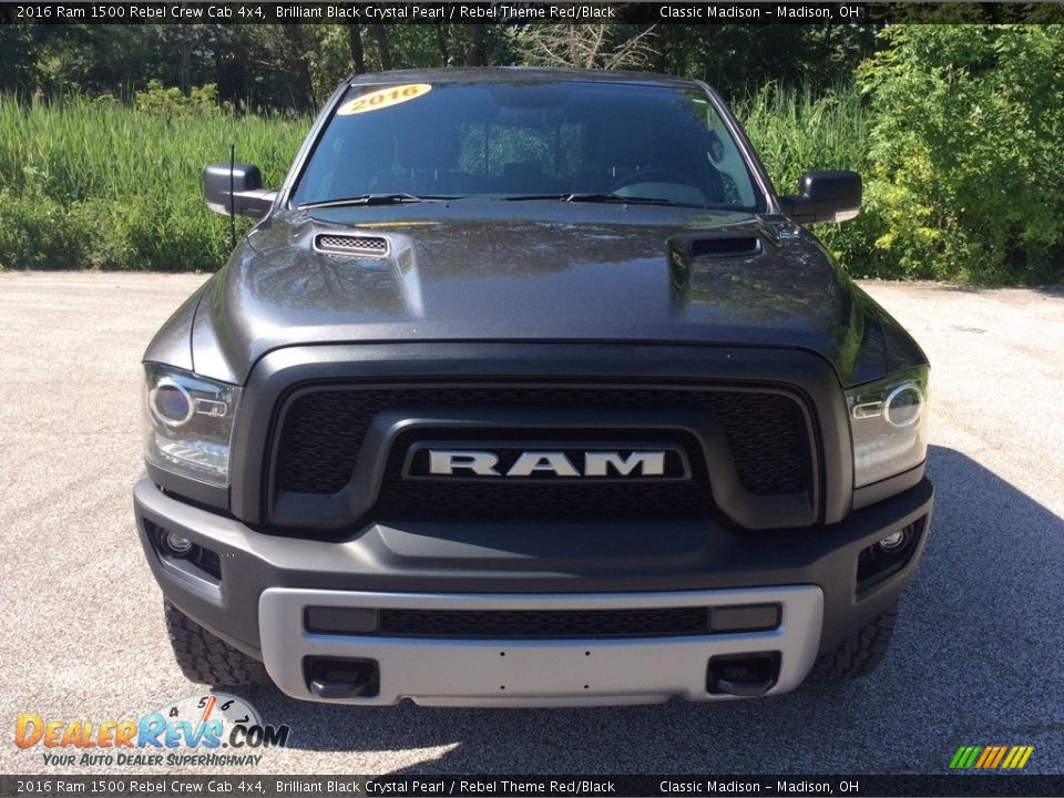 2016 Ram 1500 Rebel Crew Cab 4x4 Brilliant Black Crystal Pearl / Rebel Theme Red/Black Photo #2