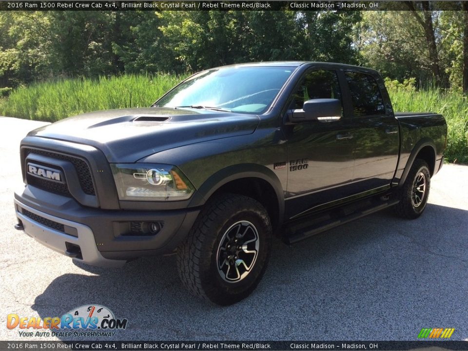 2016 Ram 1500 Rebel Crew Cab 4x4 Brilliant Black Crystal Pearl / Rebel Theme Red/Black Photo #3