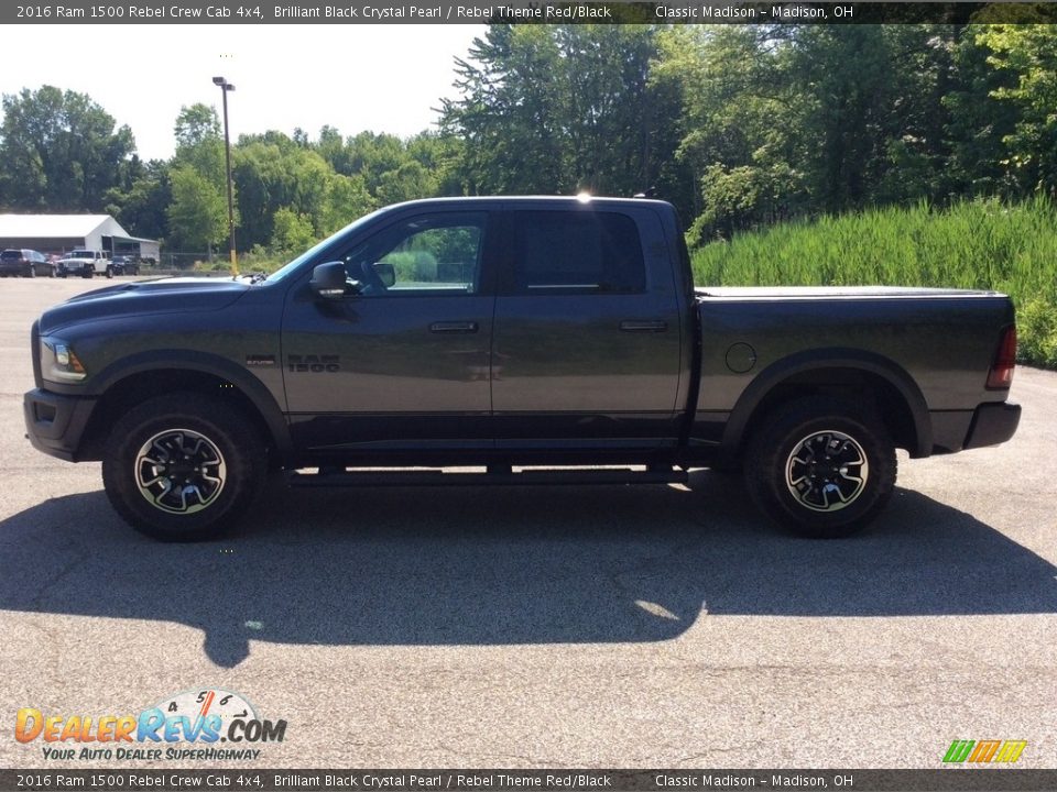 2016 Ram 1500 Rebel Crew Cab 4x4 Brilliant Black Crystal Pearl / Rebel Theme Red/Black Photo #4