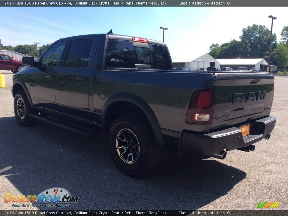 2016 Ram 1500 Rebel Crew Cab 4x4 Brilliant Black Crystal Pearl / Rebel Theme Red/Black Photo #5