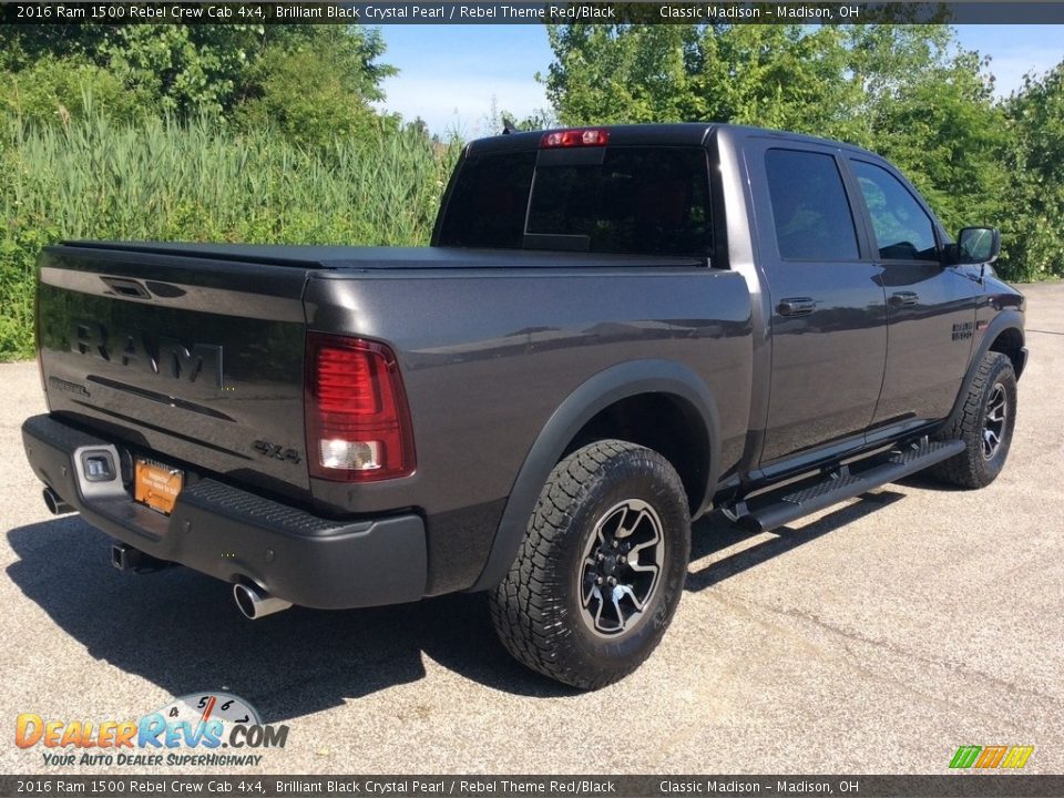 2016 Ram 1500 Rebel Crew Cab 4x4 Brilliant Black Crystal Pearl / Rebel Theme Red/Black Photo #8