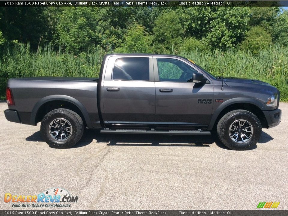 2016 Ram 1500 Rebel Crew Cab 4x4 Brilliant Black Crystal Pearl / Rebel Theme Red/Black Photo #9