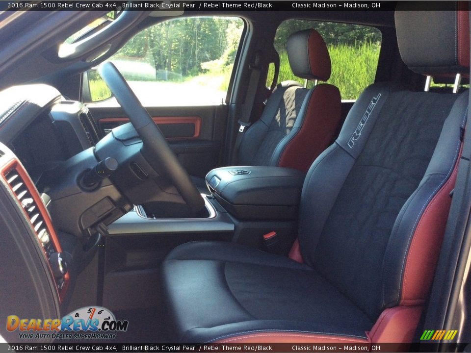 2016 Ram 1500 Rebel Crew Cab 4x4 Brilliant Black Crystal Pearl / Rebel Theme Red/Black Photo #16