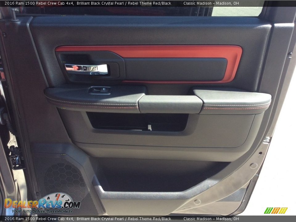2016 Ram 1500 Rebel Crew Cab 4x4 Brilliant Black Crystal Pearl / Rebel Theme Red/Black Photo #26
