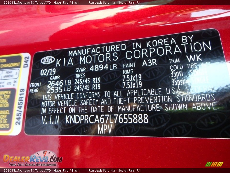 2020 Kia Sportage SX Turbo AWD Hyper Red / Black Photo #15