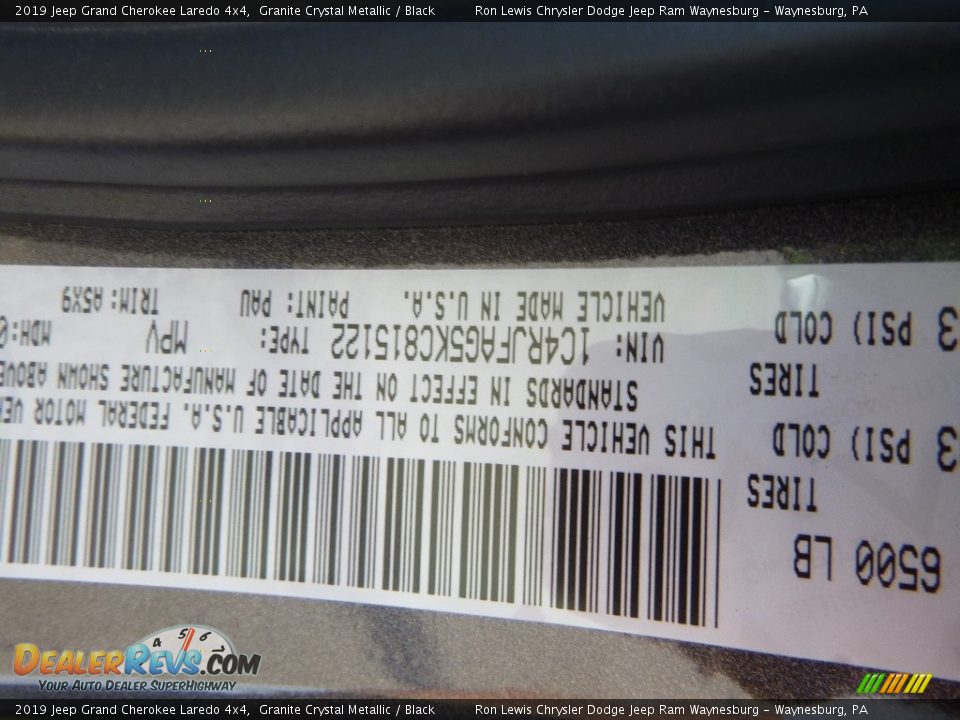 2019 Jeep Grand Cherokee Laredo 4x4 Granite Crystal Metallic / Black Photo #14
