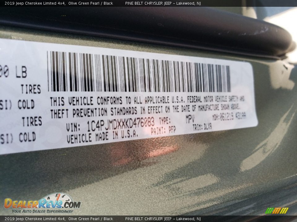 2019 Jeep Cherokee Limited 4x4 Olive Green Pearl / Black Photo #10