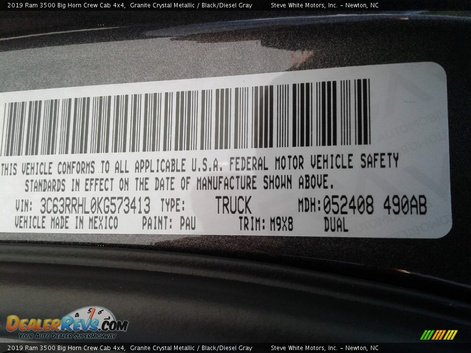2019 Ram 3500 Big Horn Crew Cab 4x4 Granite Crystal Metallic / Black/Diesel Gray Photo #28